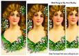 Pretty Vintage Lady with Pretty Green Flowers Pyramids