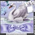 Pretty Vintage White Swan, Flowers, Lilac Bow 8x8 Mini Kit