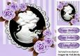 Pretty Lilac Stripe, Lilac Roses, Elegant Black Cameo 8x8