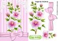 Pretty Pink Flowers with Pink Stripe and Bow