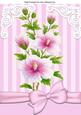 Pretty Pink Flowers with Pink Stripe and Bow A4