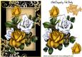 Pretty Gold and White Roses in Ornate Black/gold Frame