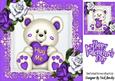 Hug Me! Cute Teddy Bear with Purple & White Roses 8x8