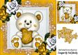 Hug Me! Cute Teddy Bear with Gold & White Roses 8x8