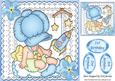 Baby Blue Bonnet Boy in Lace Frame & Stars 8x8