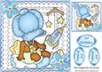 Baby Blue Bonnet Ethnic Boy in Lace Frame & Stars 8x8
