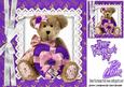 Cute Cuddly Teddy Bear with Purple Heart and Bow 8x8