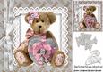 Cute Cuddly Teddy Bear with Silver Heart and Bow 8x8