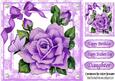 Pretty Purple Painted Roses, Butterflies with Bow 8x8