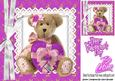 Cute Cuddly Teddy Bear with Cerise Heart and Bow 8x8