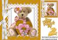 Cute Cuddly Teddy Bear with Gold Heart and Bow 8x8