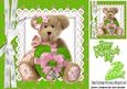 Cute Cuddly Teddy Bear with Green Heart and Bow 8x8
