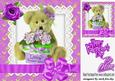 Love Blooms Here! Cute Valentines Teddy Bear, Pink Rose 8x8