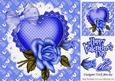 Pretty Blue Rose with Organza Bow & Heart 8x8