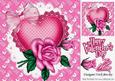 Pretty Rosey Rose with Organza Bow & Heart 8x8