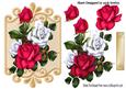 Red and White Roses on Ornate Plaque