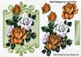 Gold and White Roses on Green Ornate Plaque