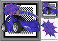 Incredible! Royal Blue Sportscar on Check Frame 8x8
