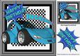 Incredible! Blue Sportscar on Check Frame 8x8