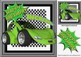 Incredible! Green Sportscar on Check Frame 8x8
