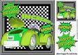 Green and Lime Toon Car with Cartoon Words 8x8