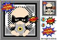 Super Hero, Bat Baby, with Cartoon Words 8x8