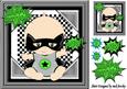 Super Hero, Bat Baby, with Green Cartoon Words 8x8