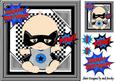 Super Hero, Bat Baby, with Blue/red Cartoon Words 8x8