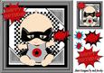 Super Hero, Bat Baby, with Red Cartoon Words 8x8