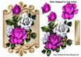 Cerise Pink and White Roses on Ornate Plaque