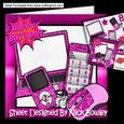 Cerise Pink Glitter Mp3 Player, Laptop, Mobile 8x8 Mini Kit