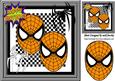 Super Hero, Orange Masks with Black and White Spiders 8x8