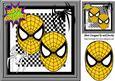 Super Hero, Gold Masks with Black and White Spiders 8x8