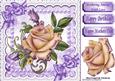 Purple and Cream Roses, Pearls, Lace and Bows 8x8