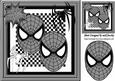 Super Hero, Silver Masks with Black and White Spiders 8x8