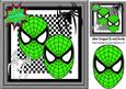 Super Hero, Green Masks with Black and White Spiders 8x8
