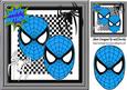 Super Hero, Blue Masks with Black and White Spiders 8x8