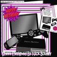 Games Machine, with Tv and Gadgets (pink Stripe 8x8 Mini Kit