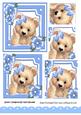 Cute Fuzzy Bear with Blue Bow and Flowers Pyramids