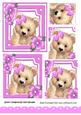 Cute Fuzzy Bear with Pink Bow and Flowers Pyramids