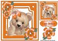 Cute Fuzzy Bear with Orange Flowers and Bow 8x8