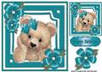 Cute Fuzzy Bear with Jade Bow and Flowers 8x8