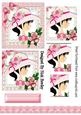 Pretty Girl in Bonnet with Bow and Rose on Lace Pyramids