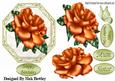Pretty Ornate Plaque with Orange Rose and Butterfly
