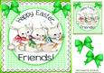 Cute White Easter Bunnies on Lace and Gingham 8x8