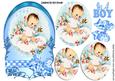 Cute Little Baby Boy with Gingham Bow, Oval Pyramids