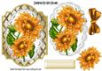 Pretty Golden Sunflowers on Lace with Bow