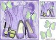 Pretty Purple Ditsy Basque and Shoes with Makeup 8x8