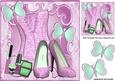 Pretty Pink Ditsy Basque and Shoes with Makeup 8x8