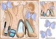 Pretty Peach Ditsy Basque and Shoes with Makeup 8x8